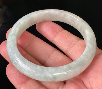 Natural Certified Burmese Jadeite Jade Bangle – Icy Light Yellow & Milky White – 61.6mm – JB820