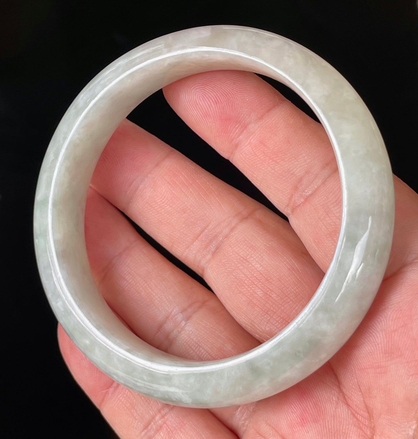 Natural Certified Burmese Jadeite Jade Bangle – Icy Light Yellow & Milky White – 61.6mm – JB820