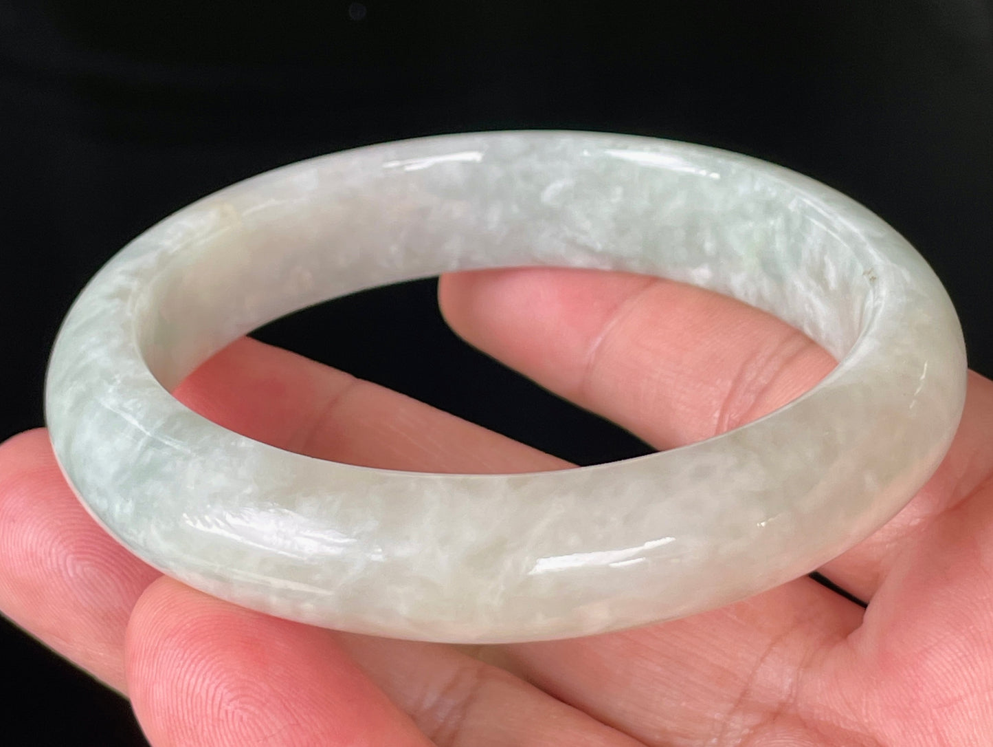 Natural Certified Burmese Jadeite Jade Bangle – Icy Light Yellow & Milky White – 61.6mm – JB820