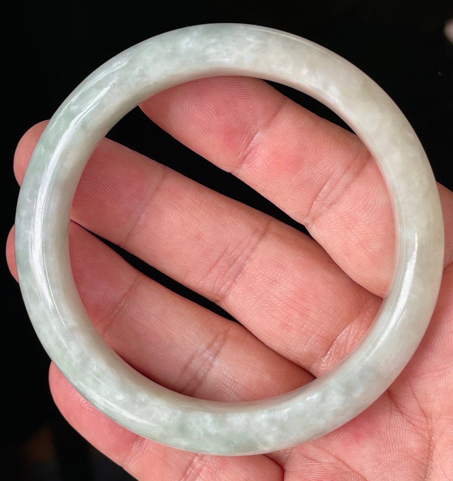Natural Certified Burmese Jadeite Jade Bangle – Icy Light Yellow & Milky White – 61.6mm – JB820