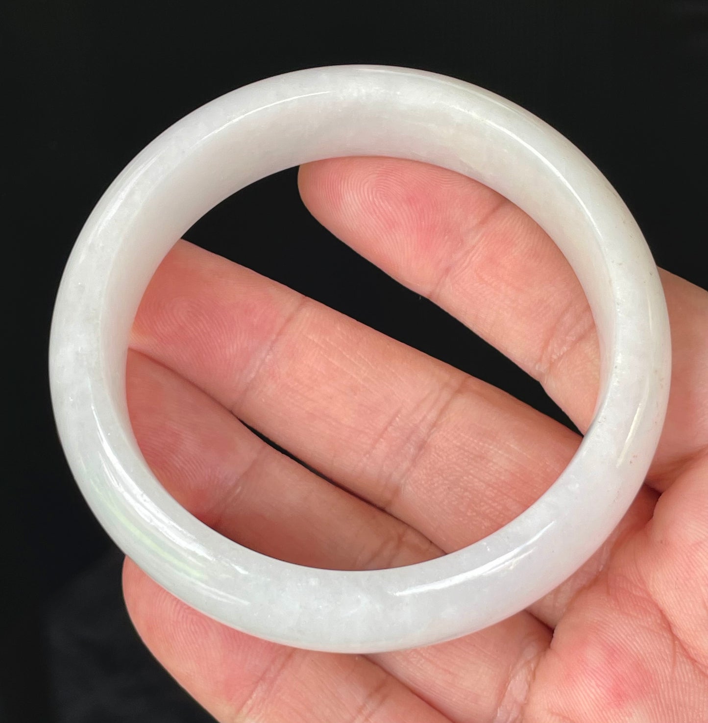 Natural Certified Burmese Jadeite Jade Bangle – Icy Milky White & Honey – 58.5mm – JB827