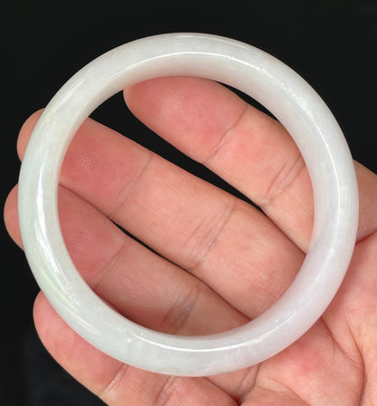 Natural Certified Burmese Jadeite Jade Bangle – Icy Milky White & Honey – 58.5mm – JB827