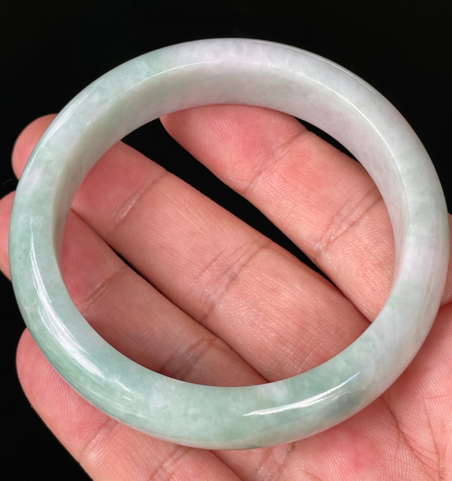 Natural Certified Burmese Jadeite Jade Bangle – Icy Imperial Green, Apple Green & Milky White – 58.3mm – JB875