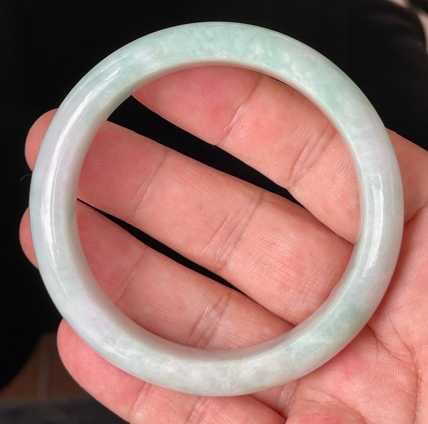 Natural Certified Burmese Jadeite Jade Bangle – Icy Imperial Green, Apple Green & Milky White – 58.3mm – JB875