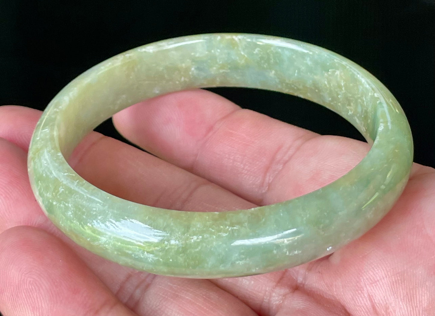 Natural Certified Burmese Jadeite Jade Bangle – Icy Apple Green – 58.5mm – JB927
