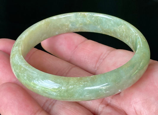 Natural Certified Burmese Jadeite Jade Bangle – Icy Apple Green – 58.5mm – JB927