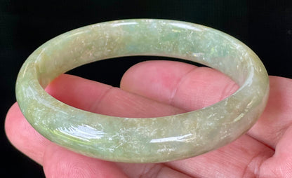 Natural Certified Burmese Jadeite Jade Bangle – Icy Apple Green – 58.5mm – JB927