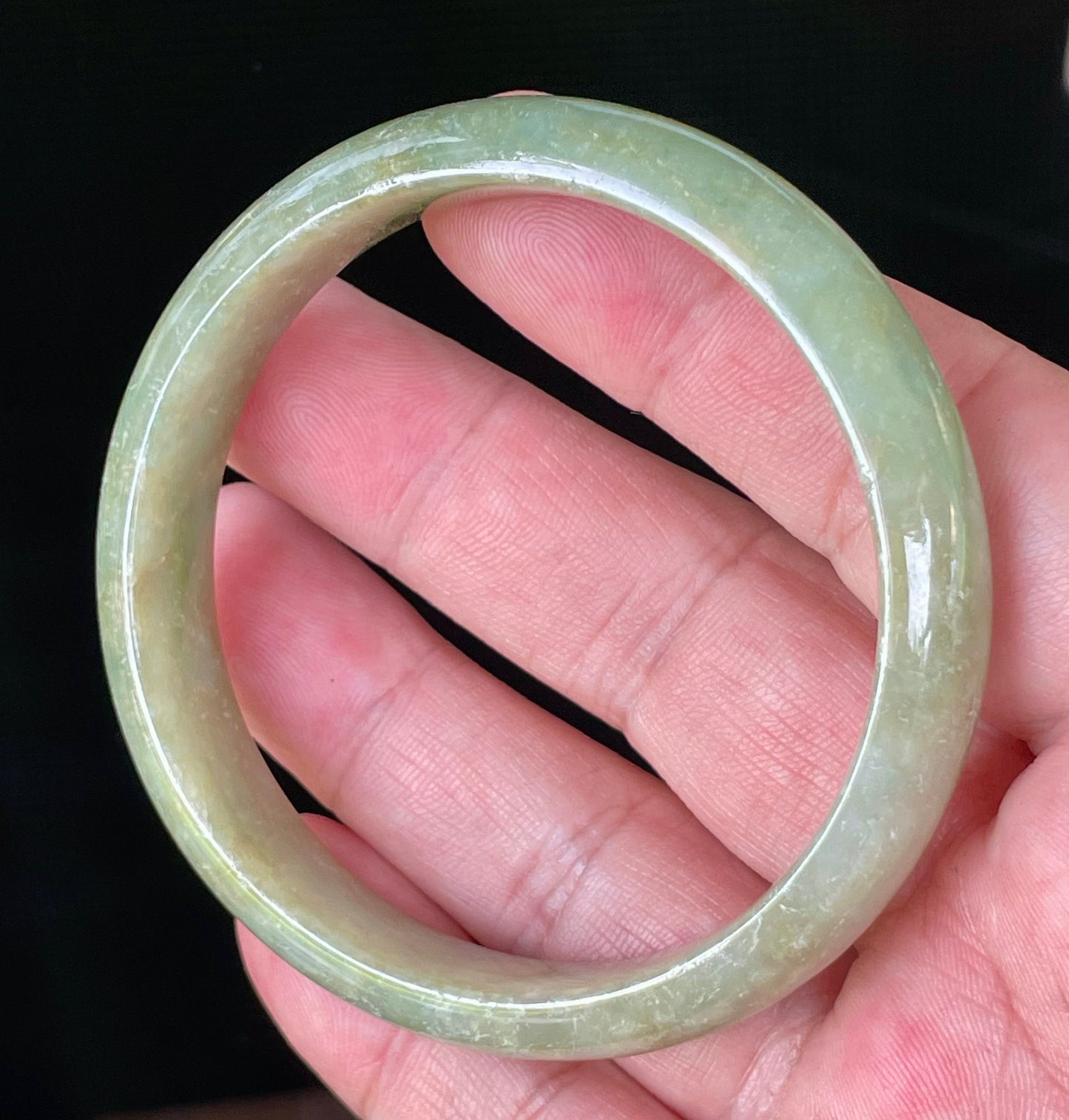 Natural Certified Burmese Jadeite Jade Bangle – Icy Apple Green – 58.5mm – JB927
