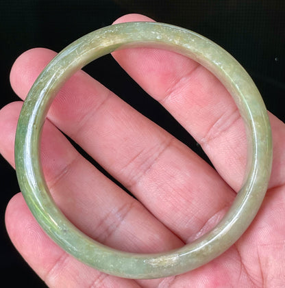 Natural Certified Burmese Jadeite Jade Bangle – Icy Apple Green – 58.5mm – JB927