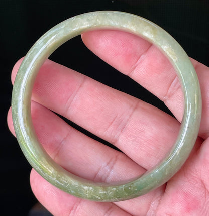 Natural Certified Burmese Jadeite Jade Bangle – Icy Apple Green – 58.5mm – JB927