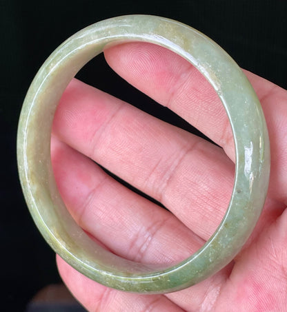 Natural Certified Burmese Jadeite Jade Bangle – Icy Apple Green – 58.5mm – JB927