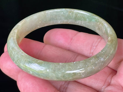 Natural Certified Burmese Jadeite Jade Bangle – Icy Apple Green – 58.5mm – JB927