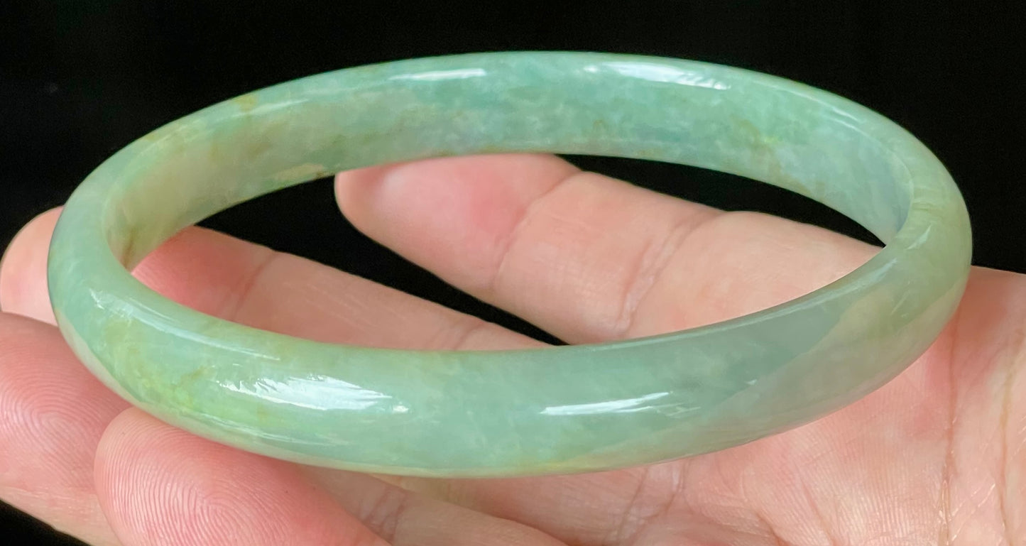 Natural Certified Burmese Jadeite Jade Bangle – Icy Imperial & Apple Green – 77.5mm – JB929