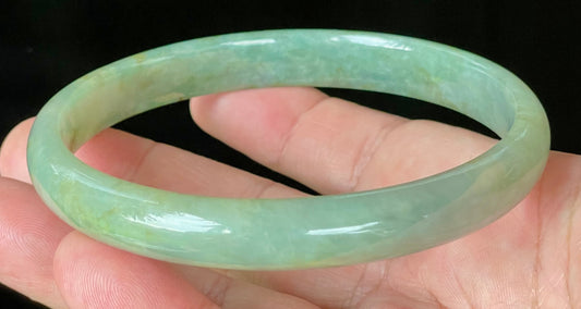 Natural Certified Burmese Jadeite Jade Bangle – Icy Imperial & Apple Green – 77.5mm – JB929