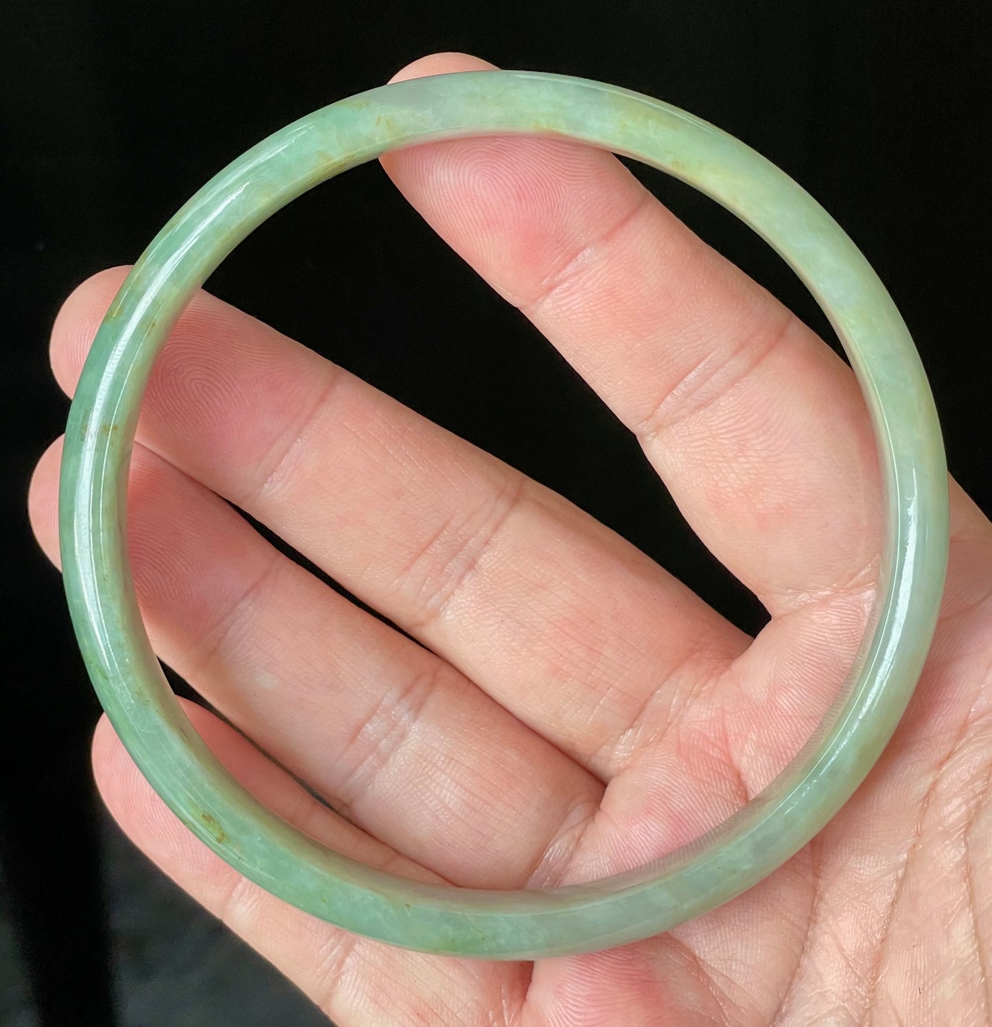 Natural Certified Burmese Jadeite Jade Bangle – Icy Imperial & Apple Green – 77.5mm – JB929