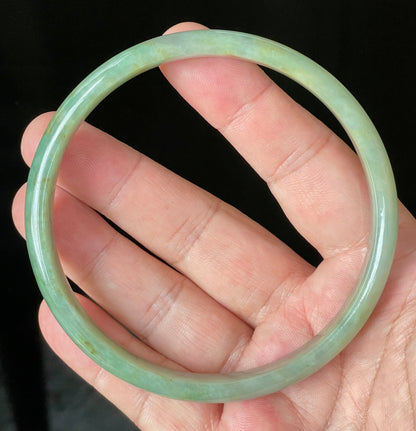 Natural Certified Burmese Jadeite Jade Bangle – Icy Imperial & Apple Green – 77.5mm – JB929