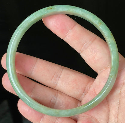Natural Certified Burmese Jadeite Jade Bangle – Icy Imperial & Apple Green – 77.5mm – JB929