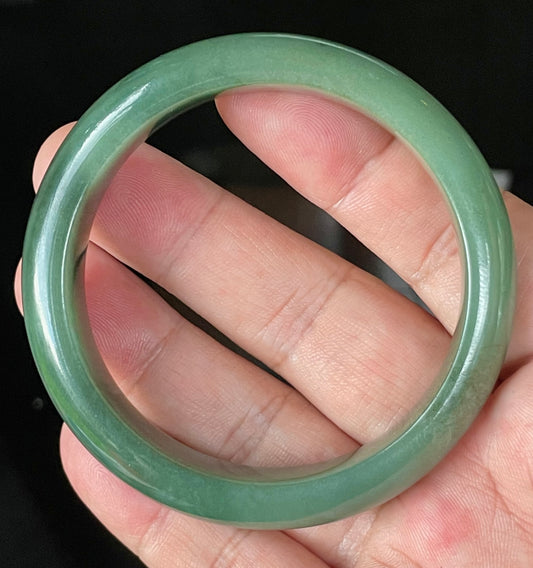 Natural Certified Burmese Jadeite Jade Bangle – Icy Emerald Apple Green – 57mm – JB904