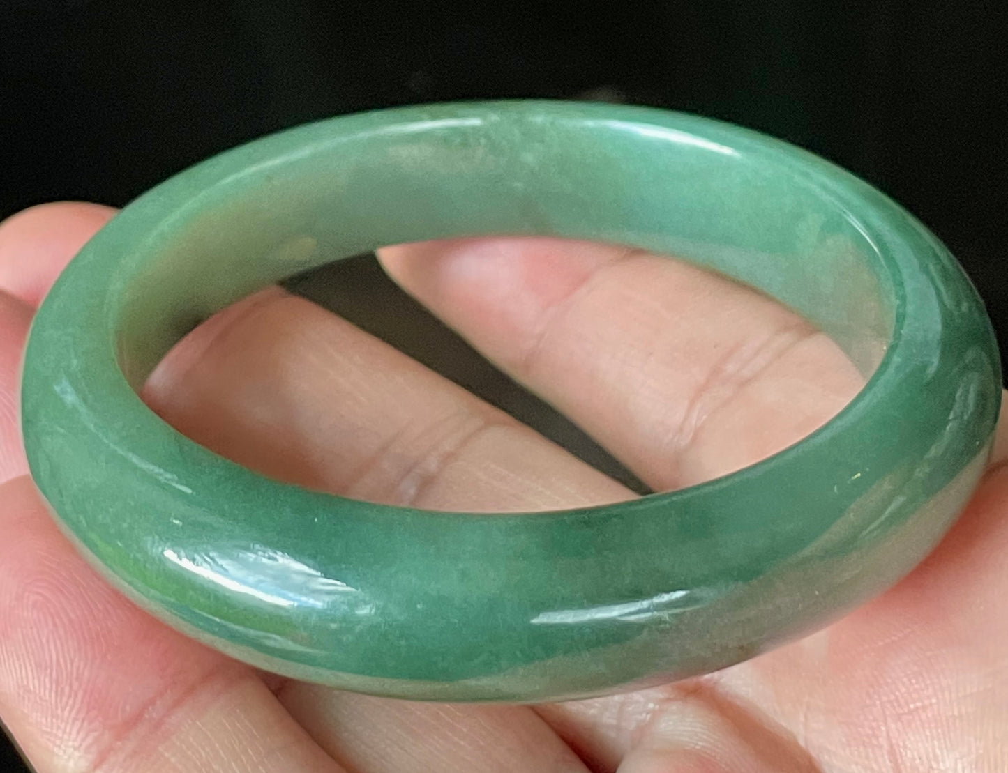 Natural Certified Burmese Jadeite Jade Bangle – Icy Emerald Apple Green – 57mm – JB904