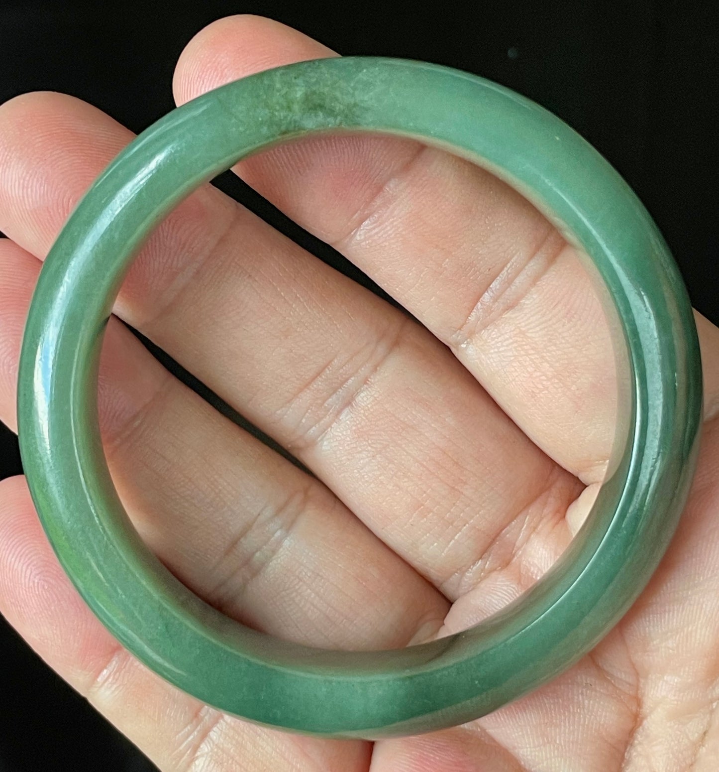 Natural Certified Burmese Jadeite Jade Bangle – Icy Emerald Apple Green – 57mm – JB904