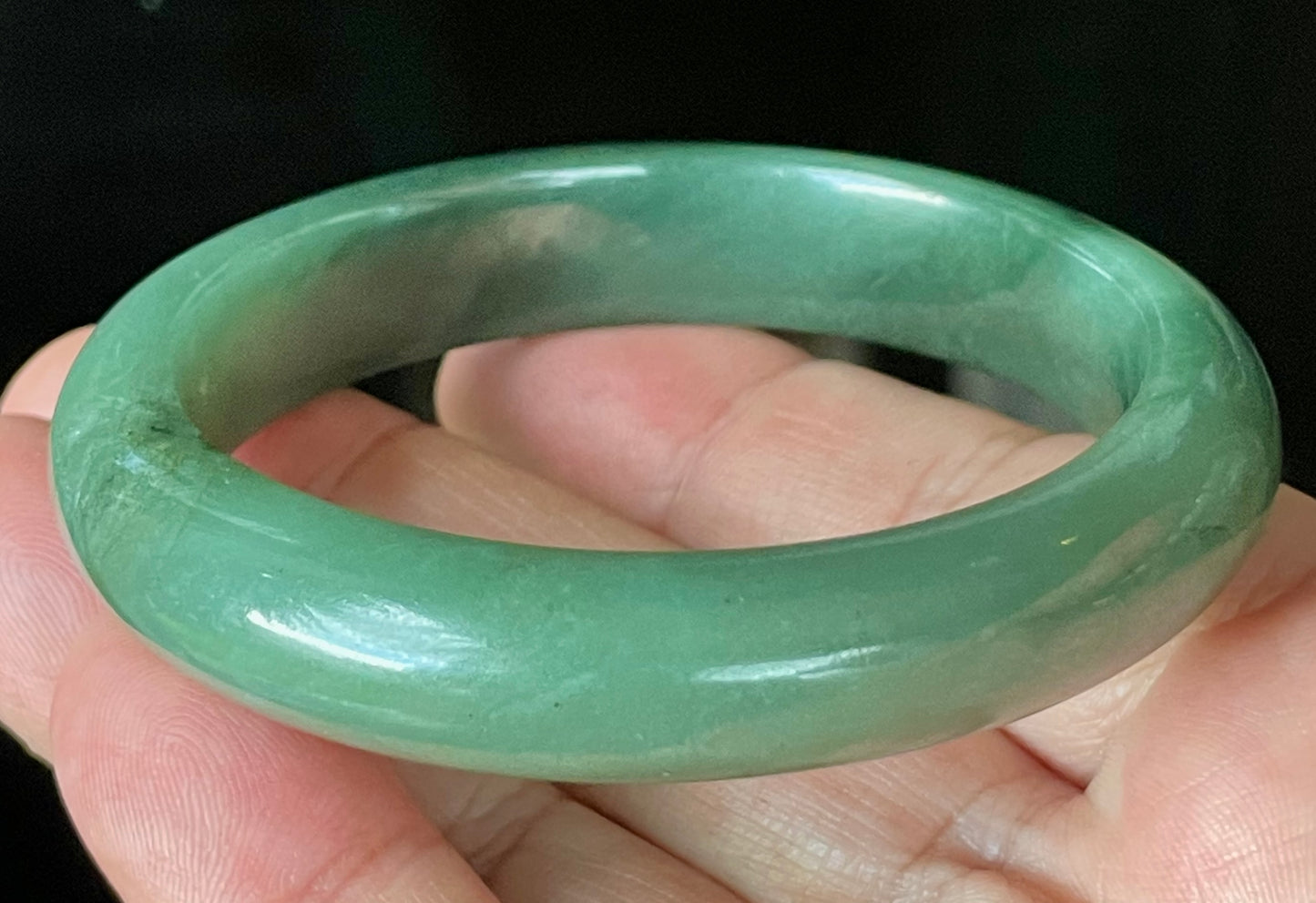 Natural Certified Burmese Jadeite Jade Bangle – Icy Emerald Apple Green – 57mm – JB904