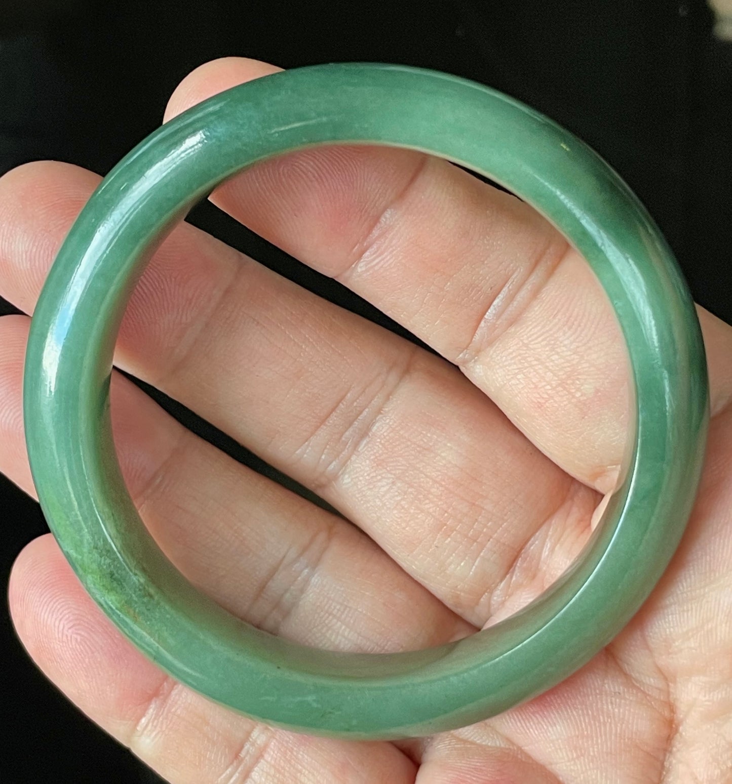 Natural Certified Burmese Jadeite Jade Bangle – Icy Emerald Apple Green – 57mm – JB904