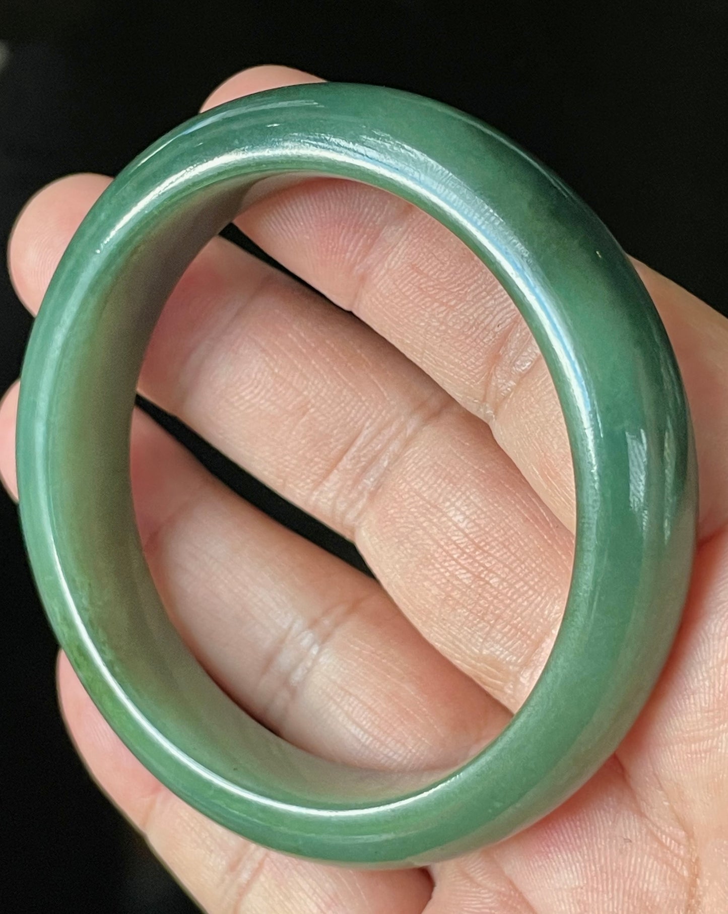 Natural Certified Burmese Jadeite Jade Bangle – Icy Emerald Apple Green – 57mm – JB904