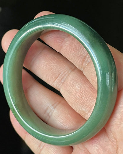 Natural Certified Burmese Jadeite Jade Bangle – Icy Emerald Apple Green – 57mm – JB904