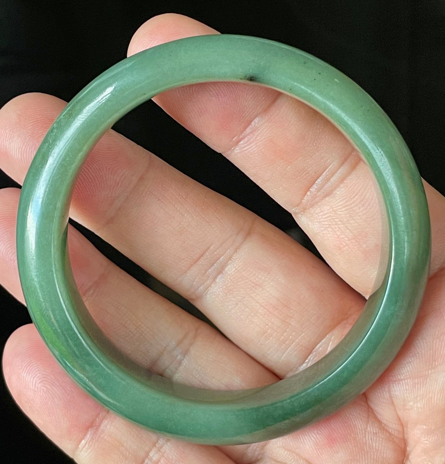 Natural Certified Burmese Jadeite Jade Bangle – Icy Emerald Apple Green – 57mm – JB904