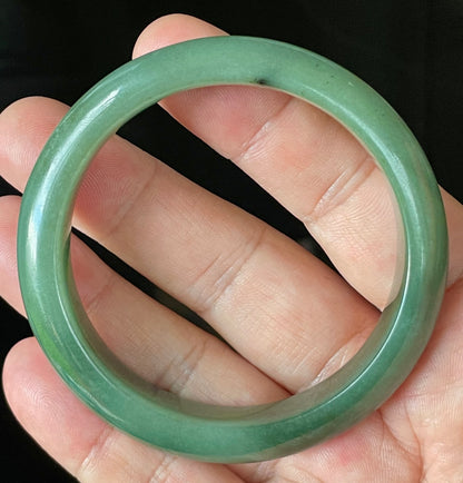 Natural Certified Burmese Jadeite Jade Bangle – Icy Emerald Apple Green – 57mm – JB904