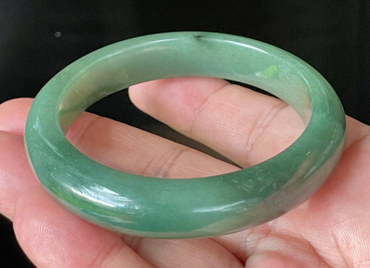 Natural Certified Burmese Jadeite Jade Bangle – Icy Emerald Apple Green – 57mm – JB904