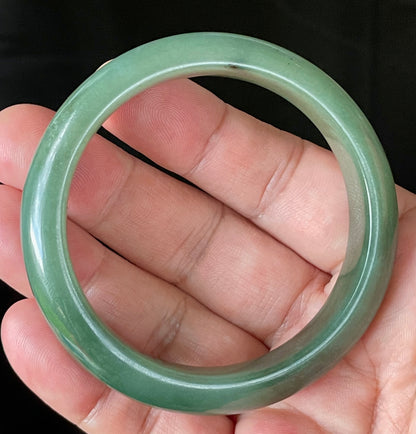 Natural Certified Burmese Jadeite Jade Bangle – Icy Emerald Apple Green – 57mm – JB904