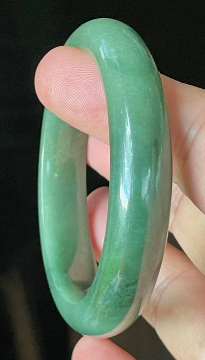 Natural Certified Burmese Jadeite Jade Bangle – Icy Emerald Apple Green – 57mm – JB904