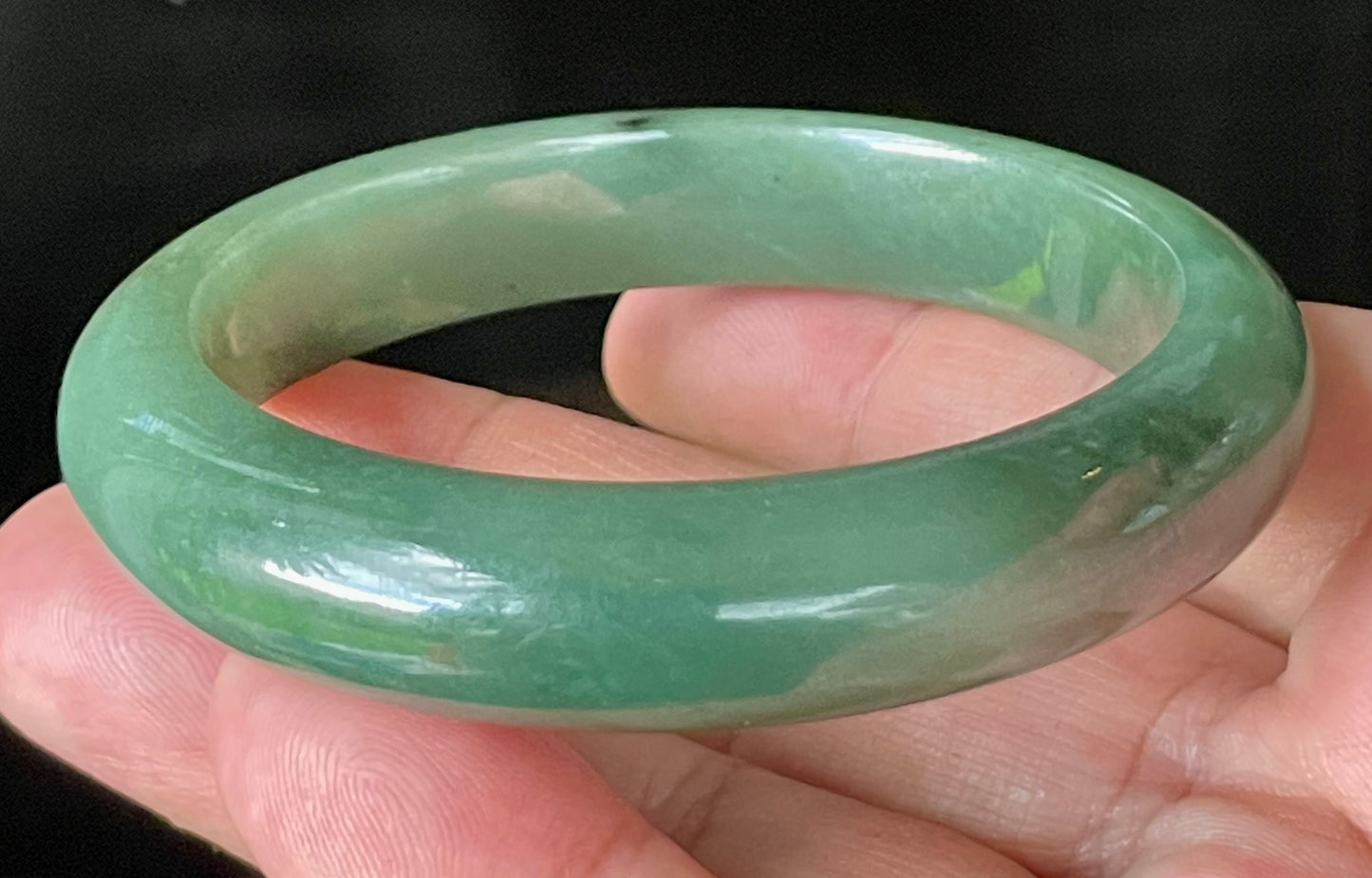 Natural Certified Burmese Jadeite Jade Bangle – Icy Emerald Apple Green – 57mm – JB904