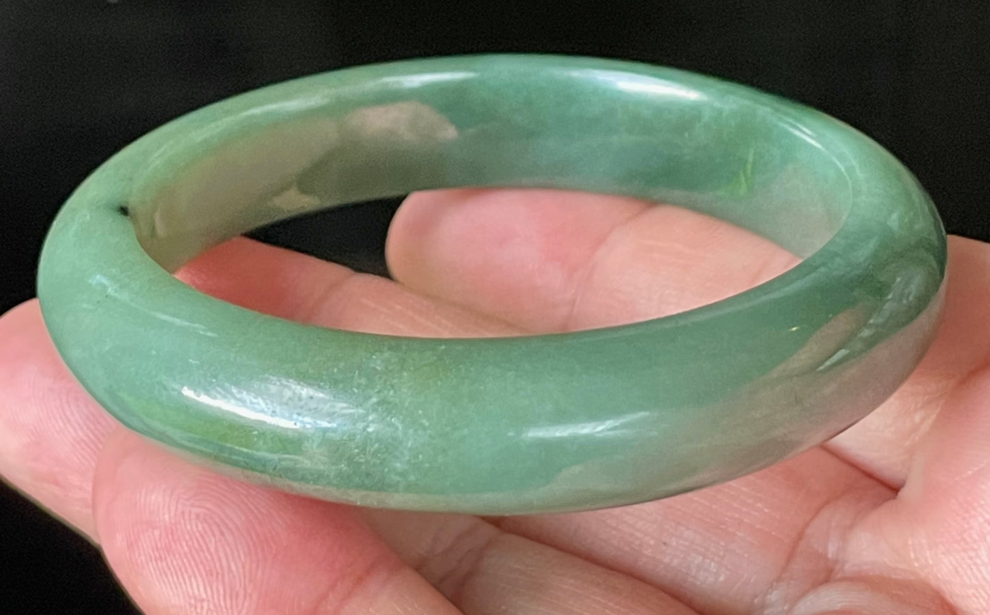 Natural Certified Burmese Jadeite Jade Bangle – Icy Emerald Apple Green – 57mm – JB904