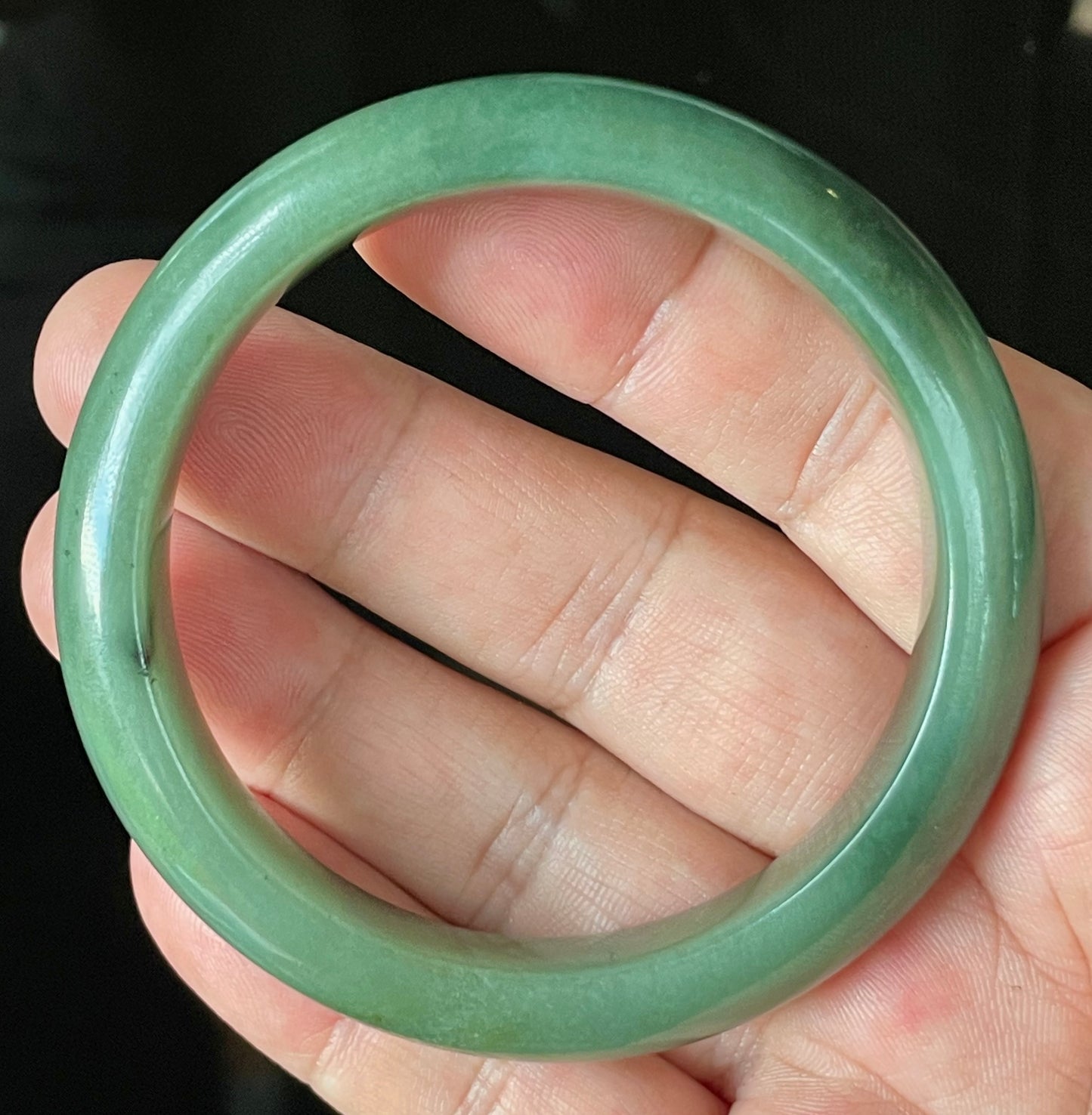 Natural Certified Burmese Jadeite Jade Bangle – Icy Emerald Apple Green – 57mm – JB904