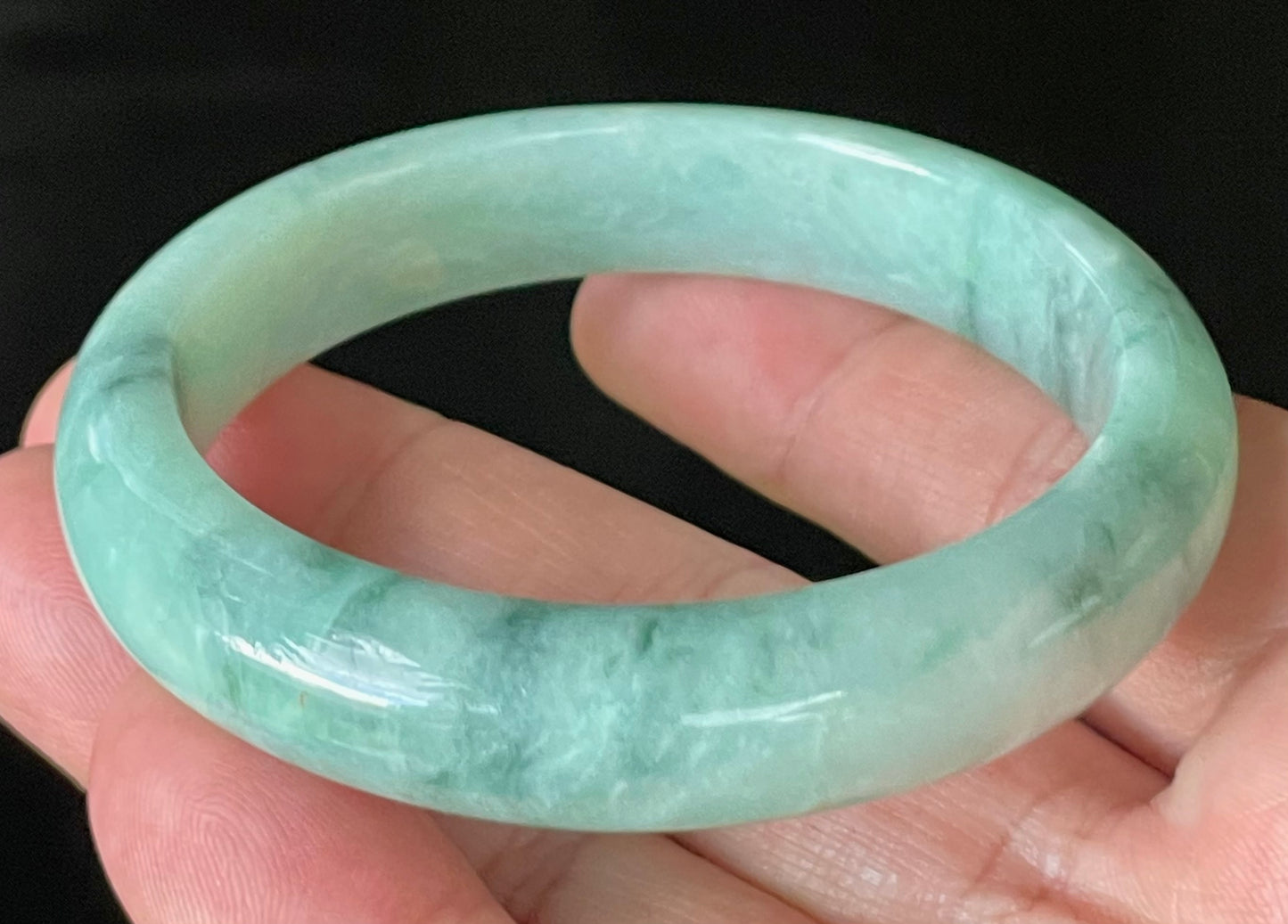 Natural Certified Burmese Jadeite Jade Bangle – Icy Apple & Imperial Green – 56mm – JB909