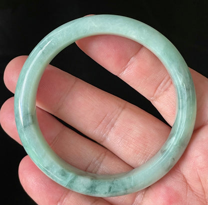 Natural Certified Burmese Jadeite Jade Bangle – Icy Apple & Imperial Green – 56mm – JB909