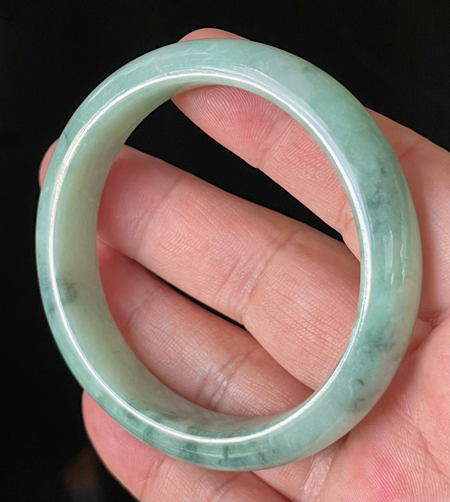 Natural Certified Burmese Jadeite Jade Bangle – Icy Apple & Imperial Green – 56mm – JB909