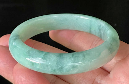 Natural Certified Burmese Jadeite Jade Bangle – Icy Apple & Imperial Green – 56mm – JB909
