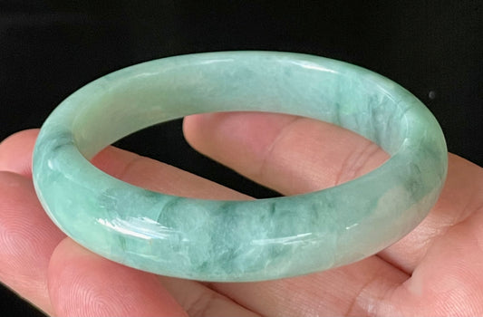 Natural Certified Burmese Jadeite Jade Bangle – Icy Apple & Imperial Green – 56mm – JB909