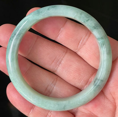 Natural Certified Burmese Jadeite Jade Bangle – Icy Apple & Imperial Green – 56mm – JB909