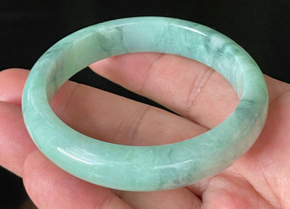 Natural Certified Burmese Jadeite Jade Bangle – Icy Apple & Imperial Green – 56mm – JB909