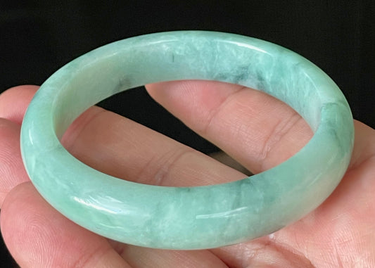 Natural Certified Burmese Jadeite Jade Bangle – Icy Apple & Imperial Green – 56mm – JB909