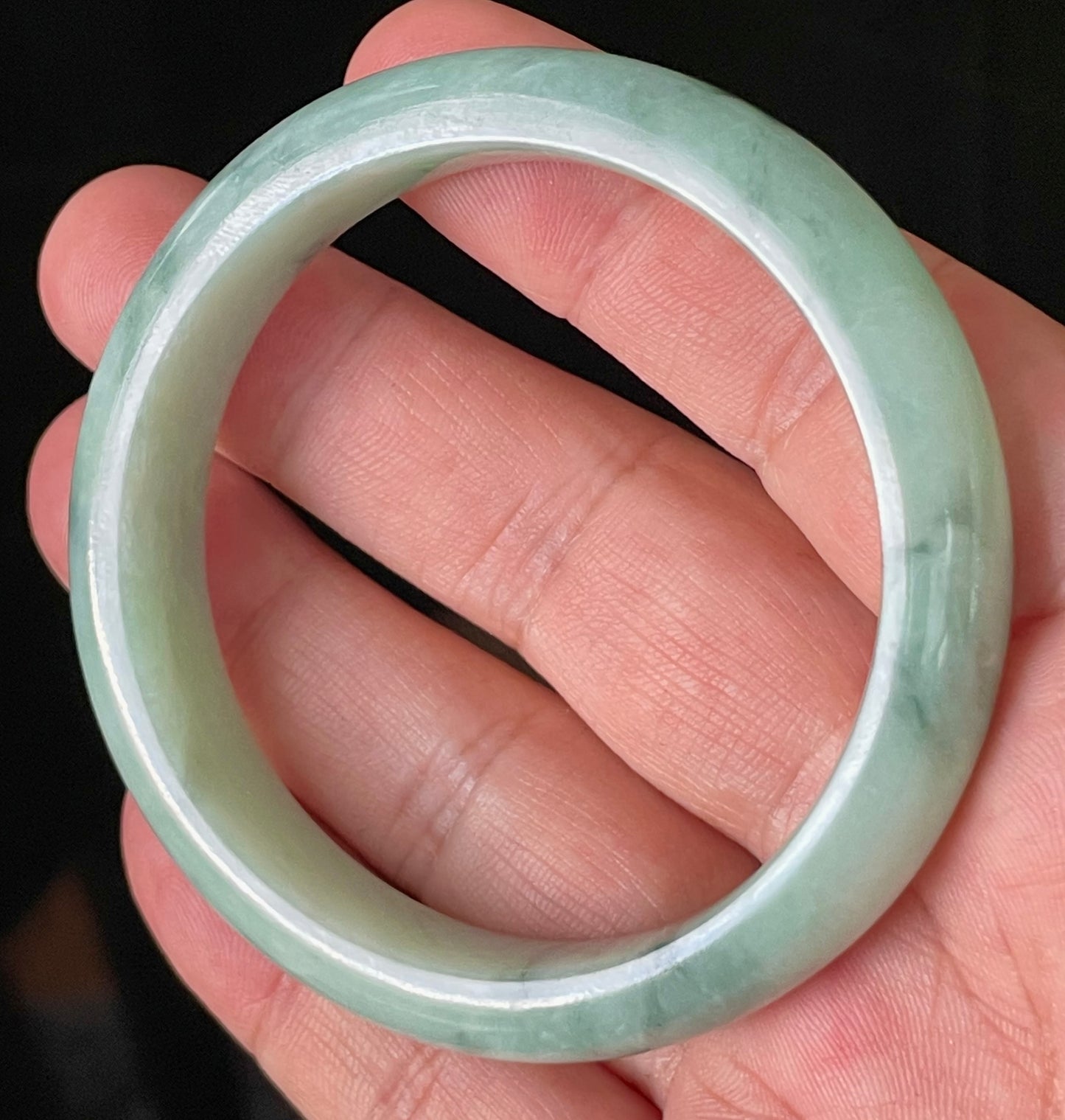 Natural Certified Burmese Jadeite Jade Bangle – Icy Apple & Imperial Green – 56mm – JB909