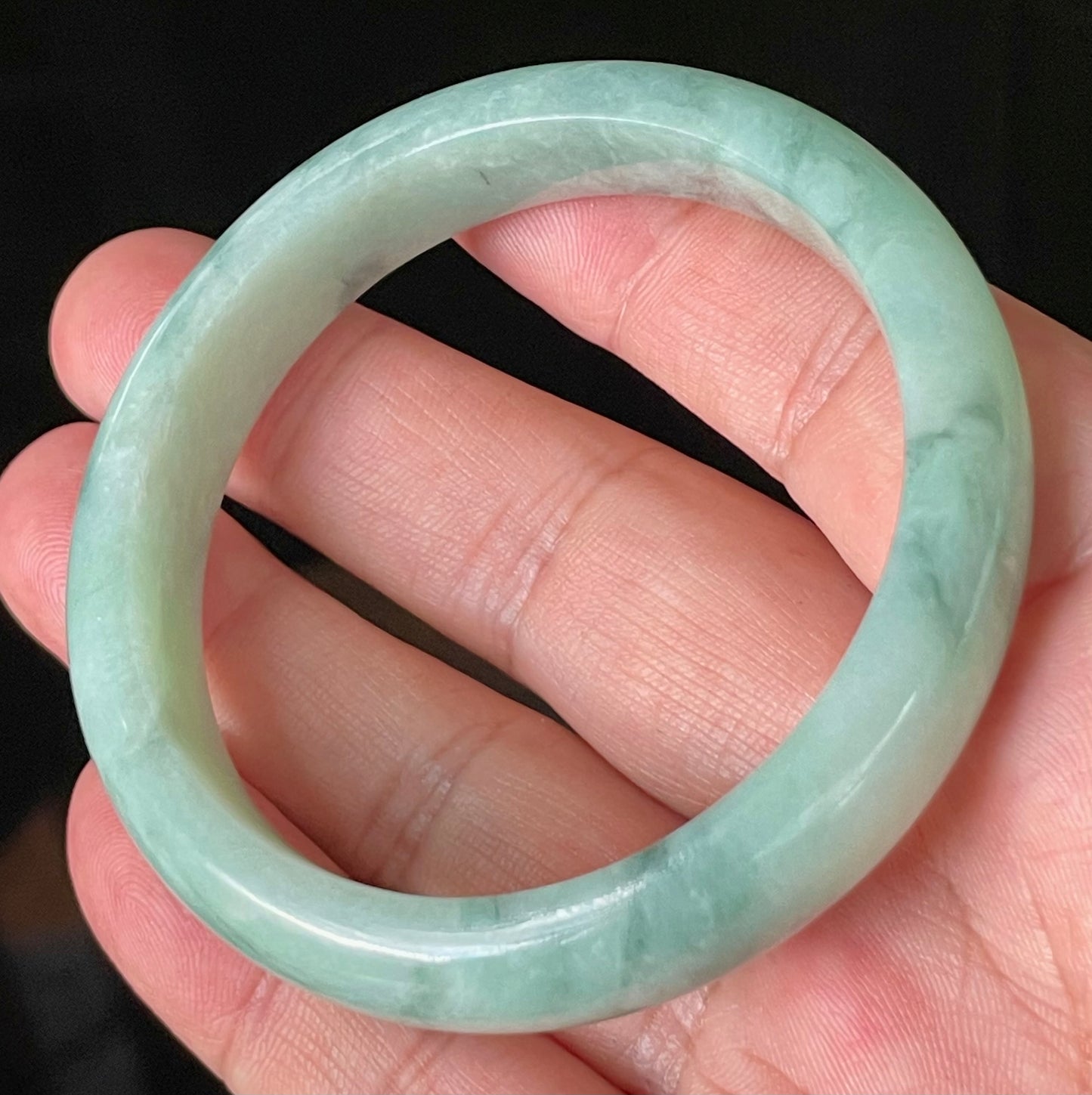Natural Certified Burmese Jadeite Jade Bangle – Icy Apple & Imperial Green – 56mm – JB909