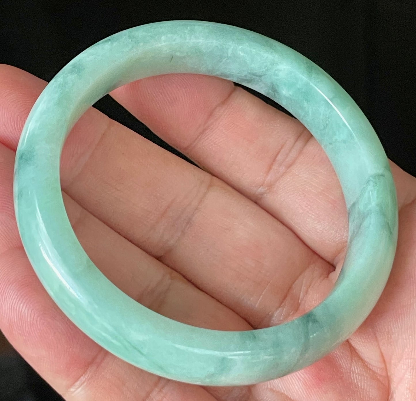 Natural Certified Burmese Jadeite Jade Bangle – Icy Apple & Imperial Green – 56mm – JB909