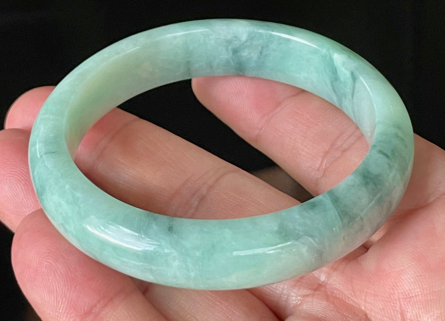 Natural Certified Burmese Jadeite Jade Bangle – Icy Apple & Imperial Green – 56mm – JB909