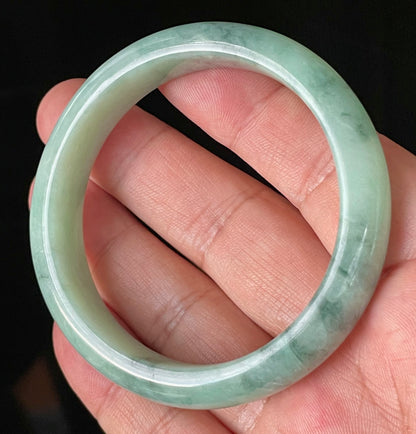 Natural Certified Burmese Jadeite Jade Bangle – Icy Apple & Imperial Green – 56mm – JB909