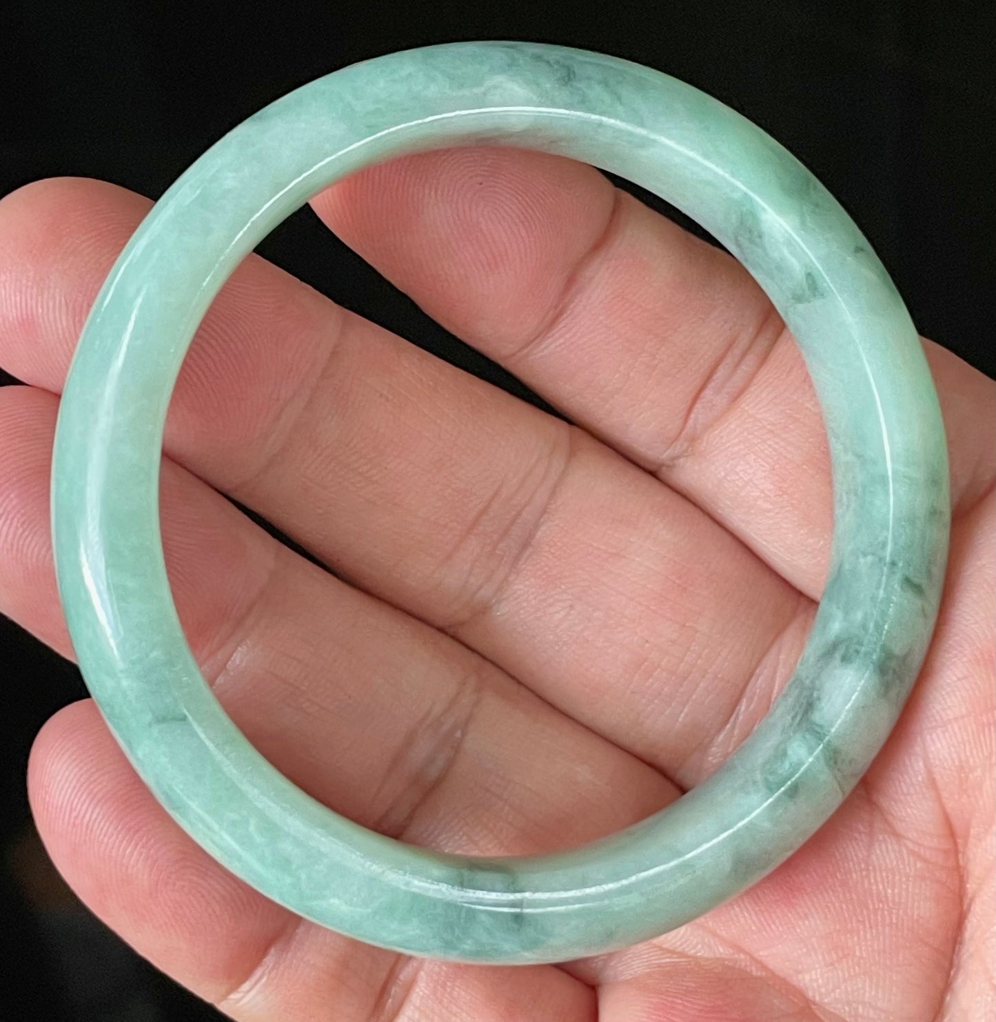 Natural Certified Burmese Jadeite Jade Bangle – Icy Apple & Imperial Green – 56mm – JB909